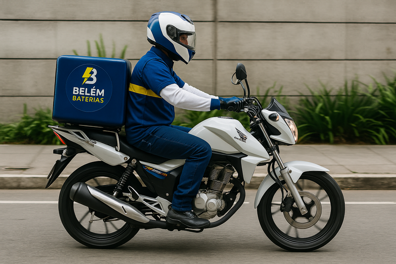 Moto de entrega da Belém Baterias